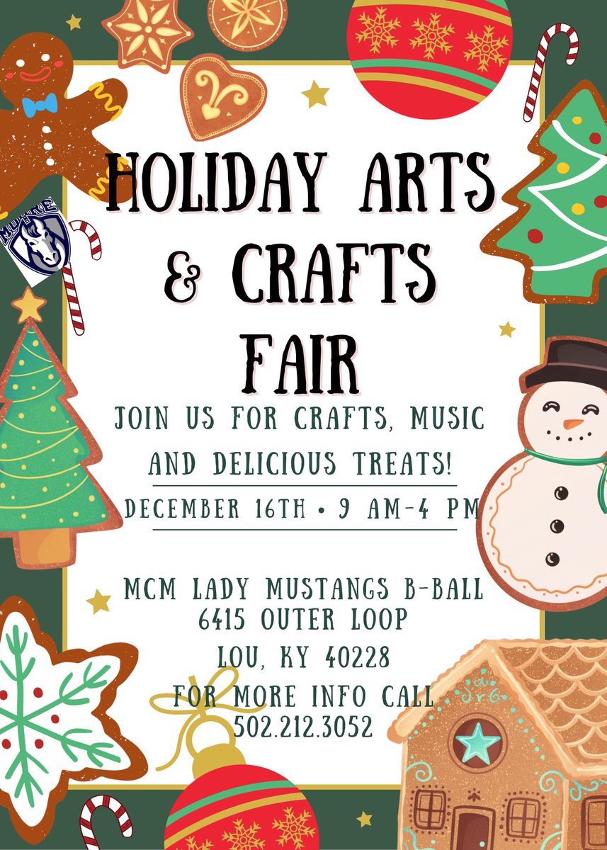 Lady Mustangs Basketball Team will be hosting our Annual Holiday Arts and Crafts Fair Dec 16th from 9-4pm come out and shop and enjoy some hoops as well!! #KnowMoore <a href="/CoachHoke32/">Coach Hoke</a> <a href="/Moore_Athletics/">Marion C. Moore Athletic Department</a> <a href="/mooremustangs/">THE Marion C. Moore</a>