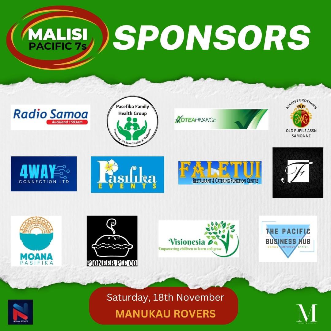 SamoaRugby's tweet photo. Official Sponsors of the 2023 Malisi Pacific Sevens Tournament! #MalisiPacific7s #MalisiRugby #MaristRugby #Samoa7s #Auckland7s #ManukauRovers #NZ7s #MBOPASAMOANZ https://t.co/lqoPPswan4