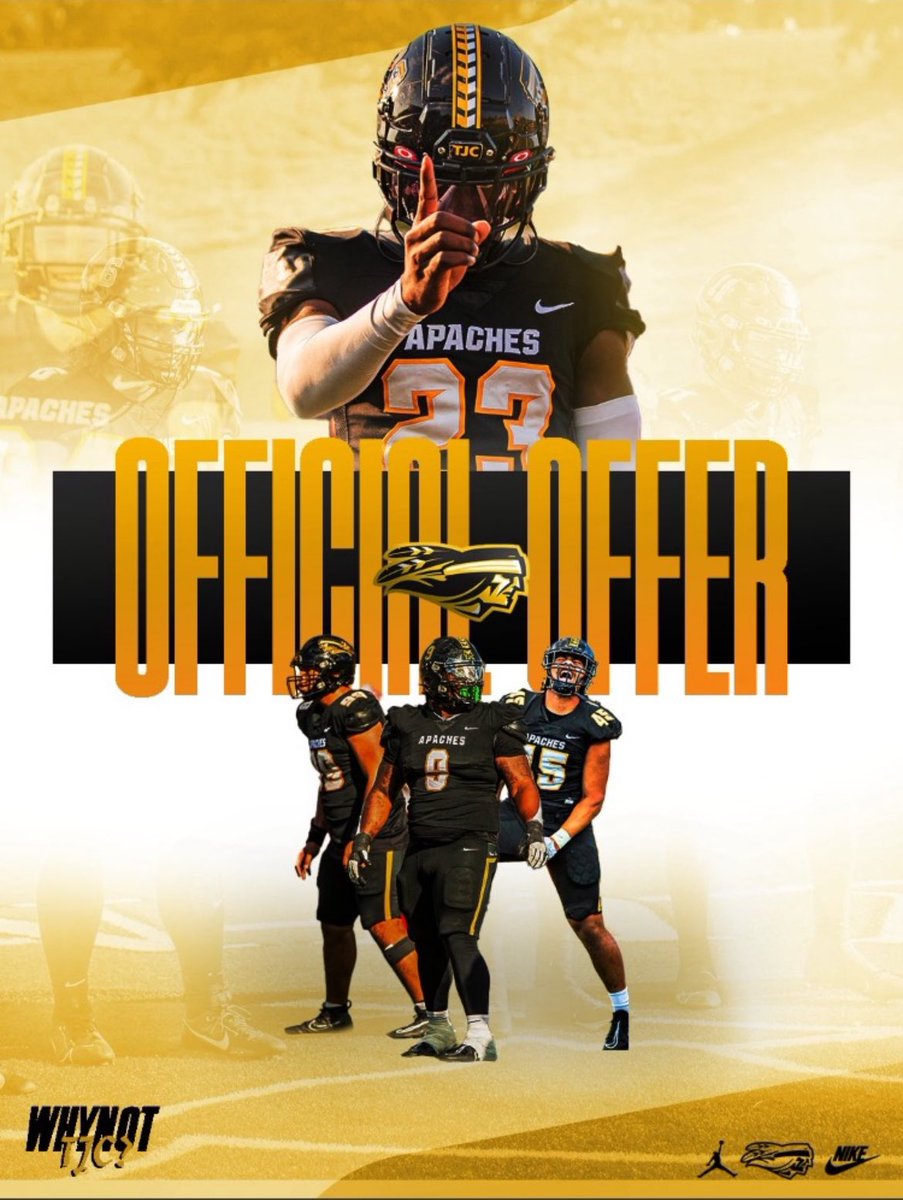 #AGTG After a great conversation with @onotfz53 I am Blessed to receive an offer to @TJCFOOTBALL @mike_gallegos16 @ReedHeim @kylekeese