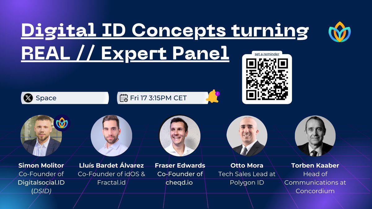 Tomorrow's x space just got an upgrade: @tkaaber, head of communications @ConcordiumNet is going to join our panel as well. All these people in one room is insane 🤯 make sure to set your reminder and be there for your identity alpha🕺🏼 3:15pm CET 🔔 twitter.com/i/spaces/1djGX…