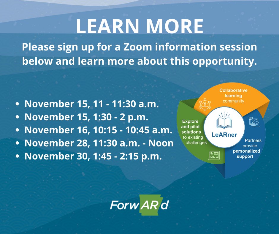Are you interested in exploring creative solutions to make your school more LeARner centered? Join us for a Zoom information session to learn about a program we are launching to support schools in Arkansas! #TheLeARnerCollective #LeARnerCentered
forwardarkansas.org/site/assets/fi…