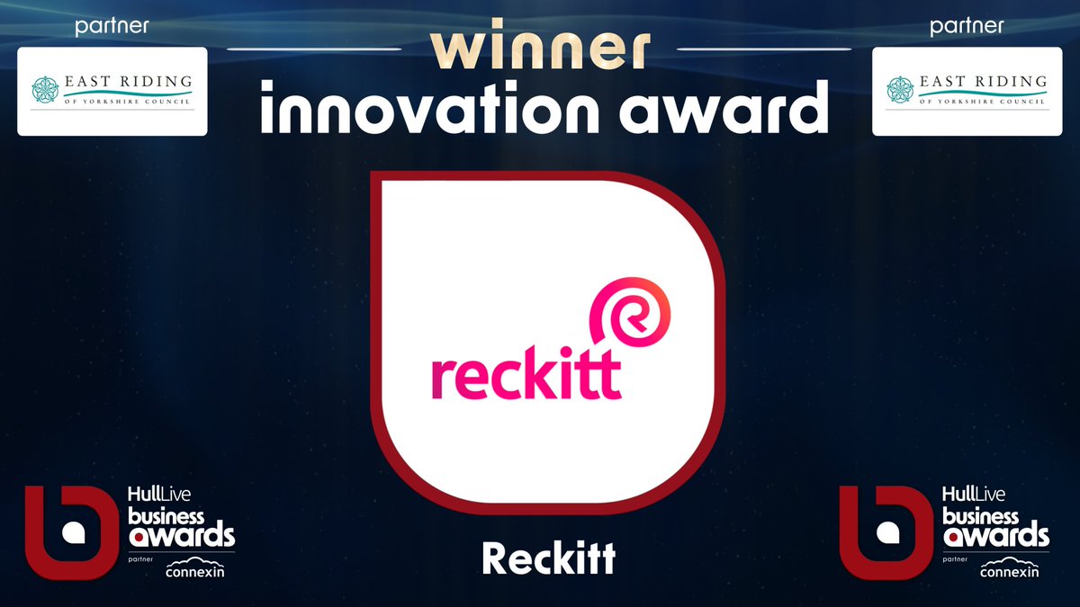 Local pioneers <a href="/Adams_and_Green/">Adams and Green Ltd</a>, @iHeliosLivingReinventedLtd and <a href="/ThisIsReckitt/">Reckitt</a> are our Innovation Award, in partnership with <a href="/East_Riding/">East Riding Council</a>, finalists - but who will take home the award?
It’s <a href="/ThisIsReckitt/">Reckitt</a> 🎉  🥂
<a href="/hulllive/">Hull Live</a> and <a href="/businesslive/">BusinessLive</a> #HLBusinessAwards