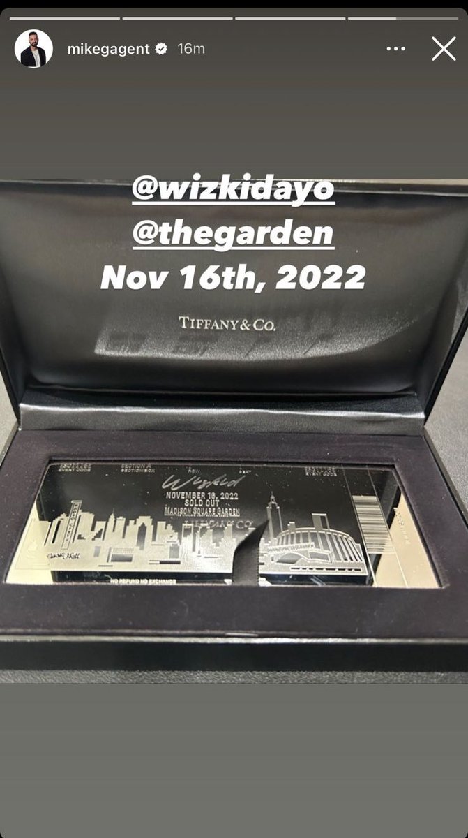 Wizkid’s Madison Squade Garden sold out plaque 🔥