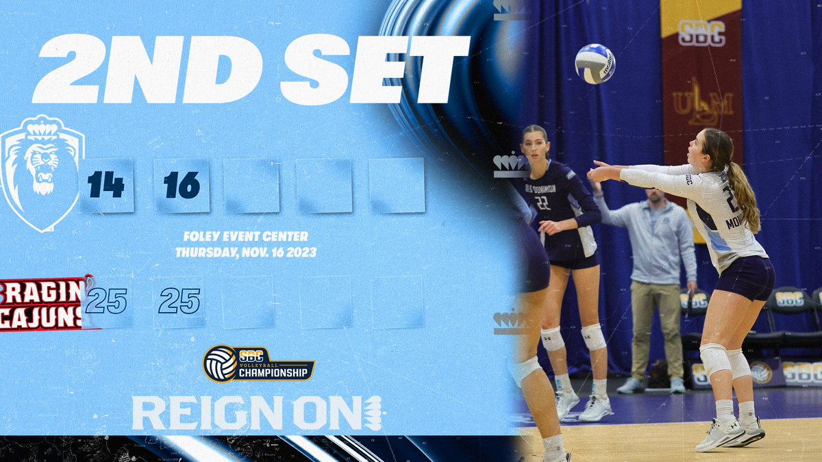 Set 2 | The Ragin' Cajuns have a two-set lead at the break. #ODUSports | #ReignOn | #Monarchs