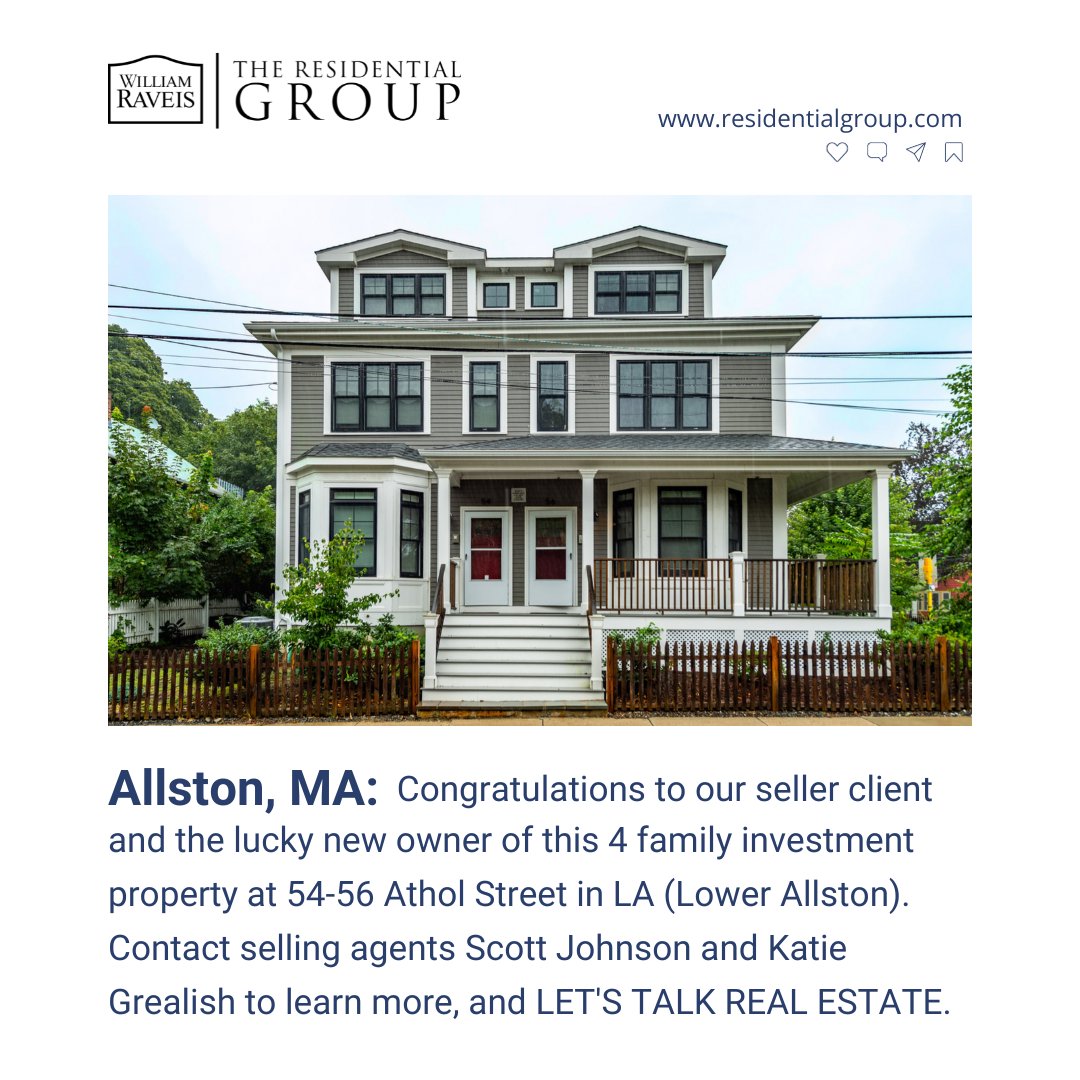ResGroupBoston's tweet image. LET'S TALK REAL ESTATE. Check out this recent sale of one of our investment properties, and contact selling agents Scott Johnson or Katie Grealish to learn more: residentialgroup.com/agents
#residentialgroupboston #bostonrealestate #bostonrealtor #homesforsaleboston