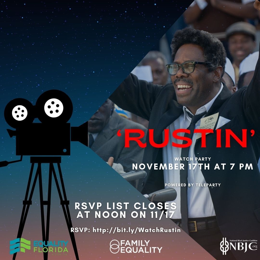 Join the Watch Party on Netflix for the new movie RUSTIN on Friday, November 17th at 7PM ET with our partners @equalityfl @nbjconthemove ! RSVP to get the watch party link: buff.ly/46mL2t0 #OwnYourPower