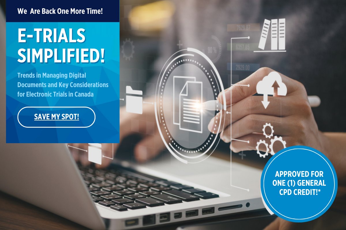 🎓ENCORE PRESENTATION! If you missed it the first time.

E-Trials Simplified!  

Join us on November 30th and take a TOUR of the current E-TRIAL trends and technology with some of Canada’s leading experts! 

veritext.ca/services/cpd/
