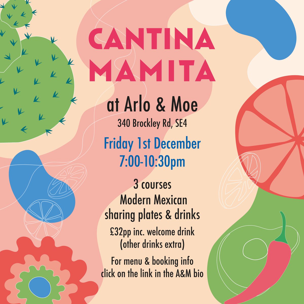 Modern Mexican pop up at our Crofton Park site ….book here eventbrite.co.uk/e/cantina-mami…
#brockley #supperclub #mexican