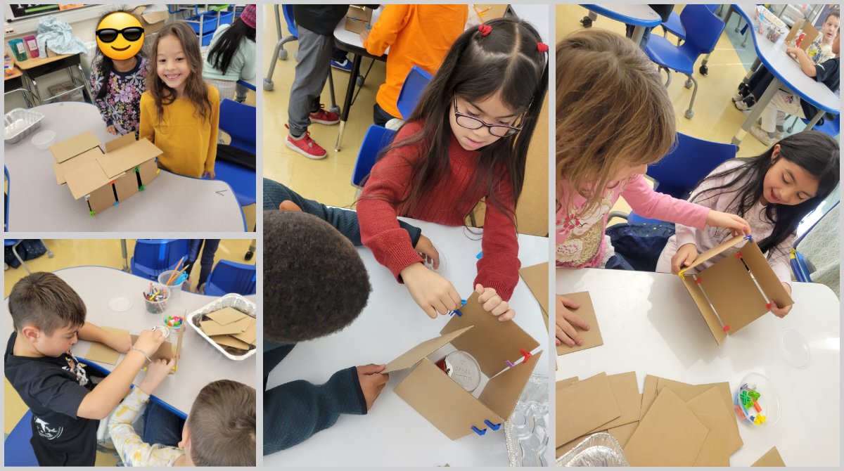 StemEmk's tweet photo. It's almost TG at EMK! Ks built dinner tables with @KEVAplanks big enough for a feast! 1sts built strong turkey hideouts with @3Duxdesign that didn't break! 2nds designed turkeytrot obstacle courses!   Also turkey pin fine motor practice! #STEM4Them @EWRSDK12 @NicoleFoulksEMK https://t.co/XyUfiY7BBS