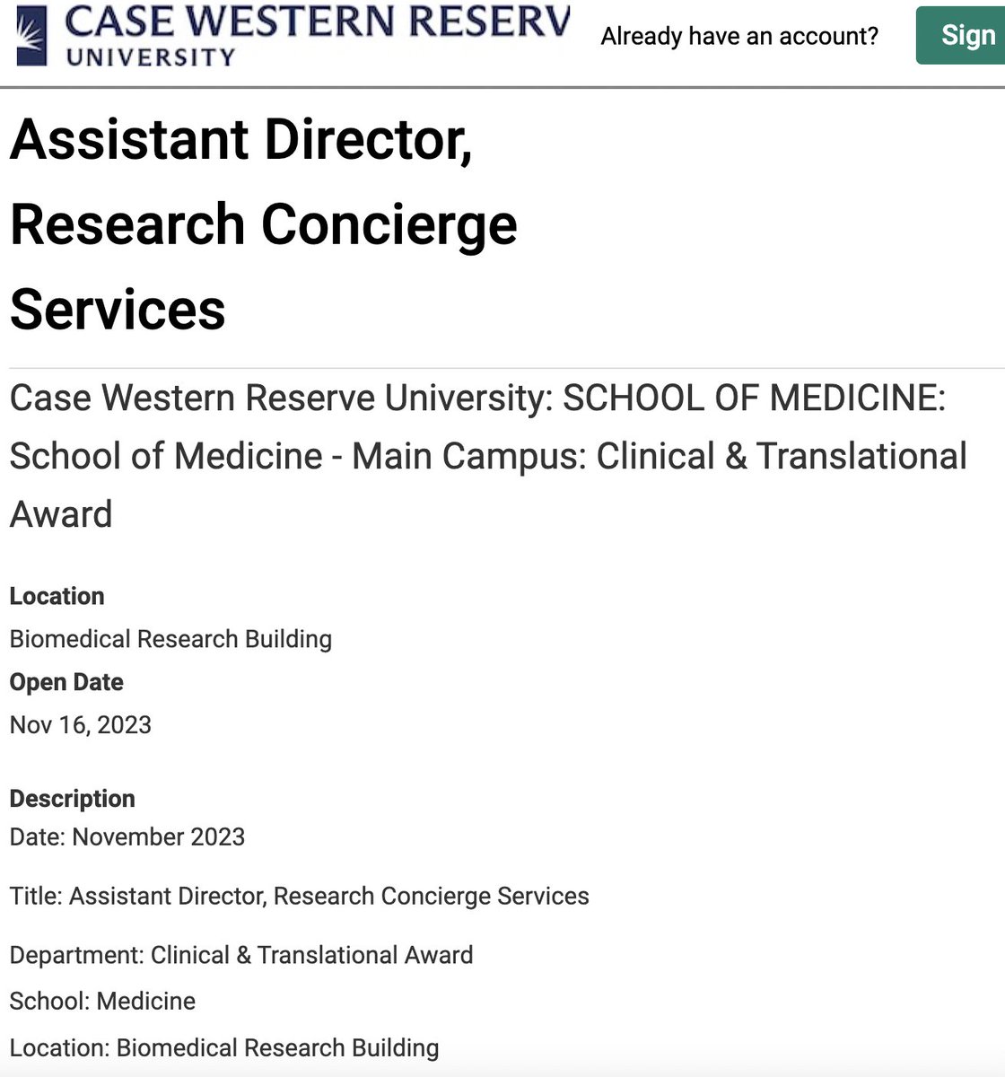CTSC_NorthernOH's tweet photo. 📢Join our team! We're hiring an Assistant Director of Research Concierge Services. Learn more and apply at: https://t.co/PgWJ7sbwhI

@CCOS_CTSA
@ncats_nih_gov
@UH_CRC
@NEOMEDedu
@ClevelandVAMC
@ClevelandClinic
@UH_RE_Institute
@UHhospitals
@metrohealthCLE
@UToledo https://t.co/6x0D5yY7CD