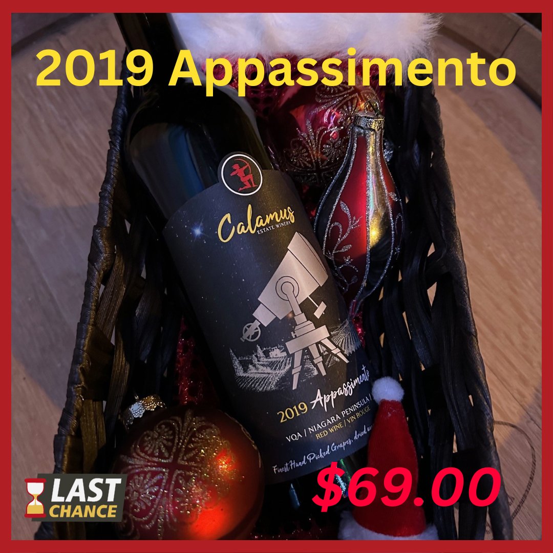 We're down to our last 2 cases of our 2019 Appassimento ! Time to stock up on your favourites for the holidays! Order online or visit the retail store before it's sold out forever! . . #calamus #calamuswinery #calamuswines #wine #winetasting #thewineboys #niagara