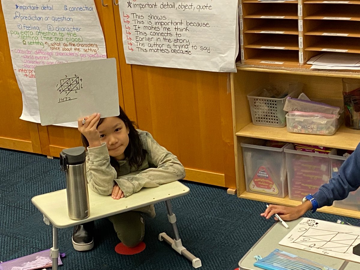 CaedmonFourth's tweet photo. Exploring new strategies for multiplication with the lattice method #TheCaedmonStory #CaedmonMath #CaedmonGrade4 https://t.co/7ixyaS7ZwT