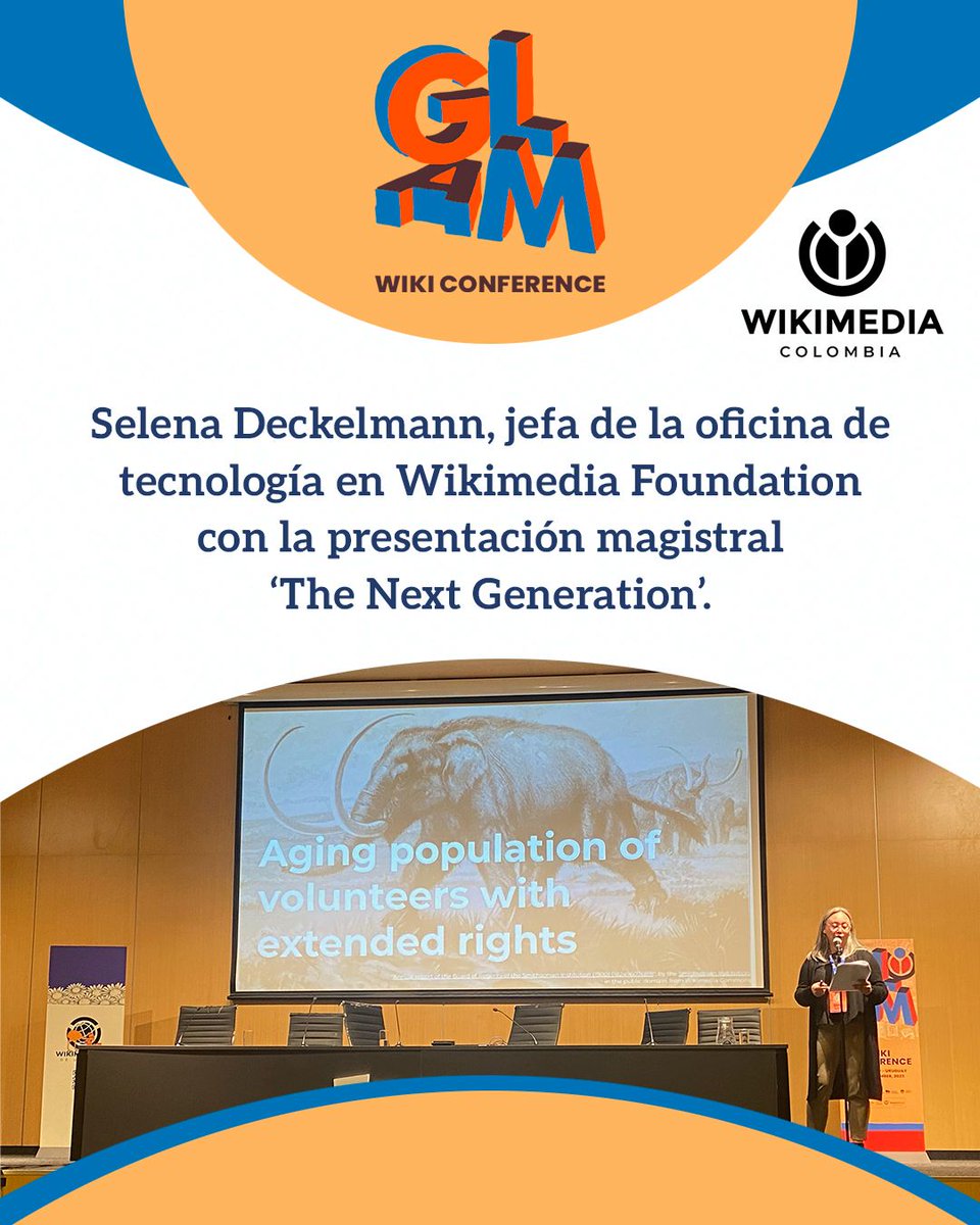 wikimediaco's tweet photo. En este momento Selena Deckelmann, jefa de la oficina de tecnología en Wikimedia Foundation con la presentación magistral ‘The Next Generation’.
#glamconference @wikimedistasuy @wikimediafoundation @wikimedia_ar @wikimedia_mx @wikimedia_cl @wikimedia_bo @wikimediasv @selenamarie https://t.co/tuufHIXfYF