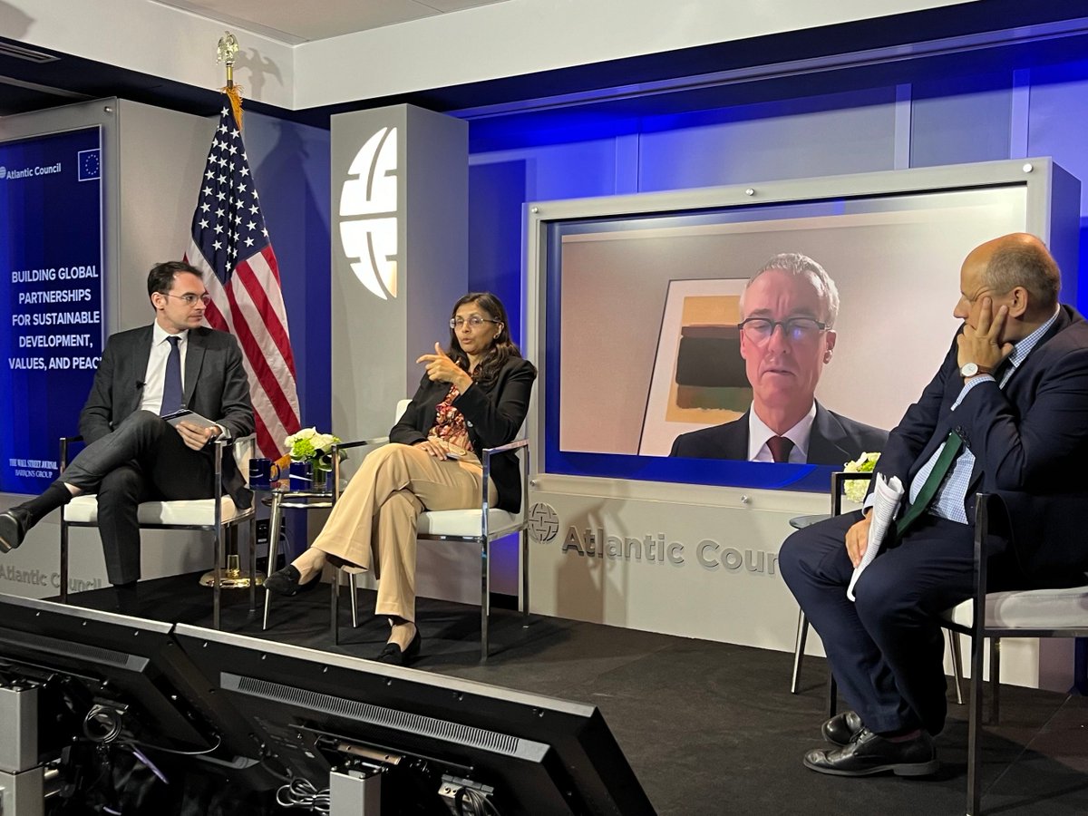 DCEO Nisha Biswal spoke at the @atlanticcouncil alongside @eu_commission and @eib to discuss the importance of transatlantic partnership for infrastructure finance and how we can harmonize standards and processes to create co-investment opportunities and expand our impact.