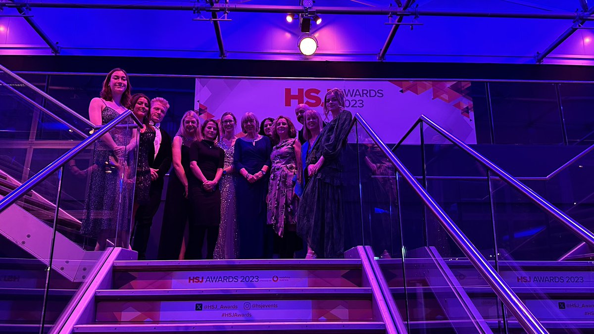 Shortlisted and hopefully winners caused security to panic as we descended the stairs. well worth it to get our team @FREEDfromED @HINSouthLondon photo for Mental Health Innovation Team of the Year Award table 69 @HSJ_Awards #HSJawards @MaudsleyNHS @kingsedresearch