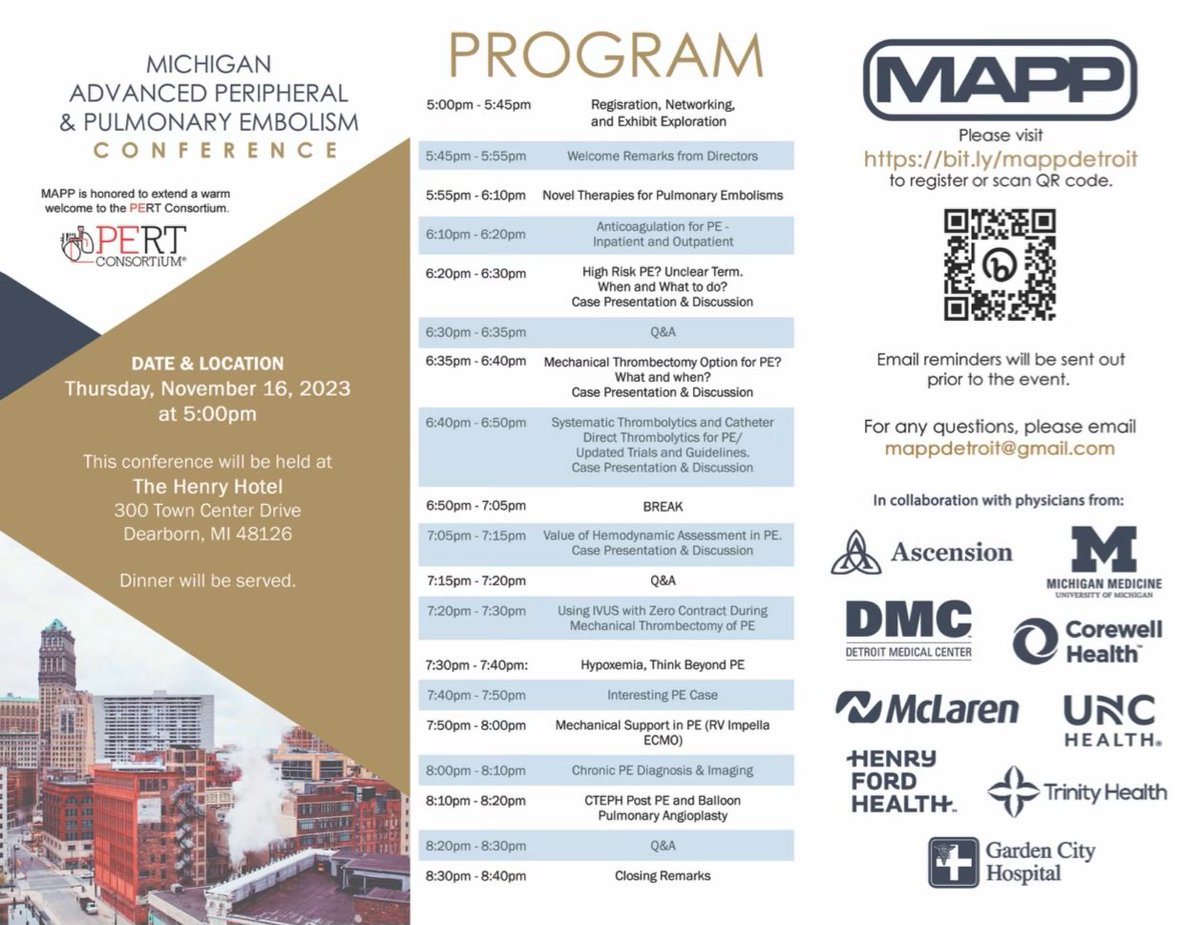 DrJayMohan's tweet image. It’s almost #MAPP time! Excited for a night to discuss all things #PE 

#Cardiotwitter #Detroit #VTE