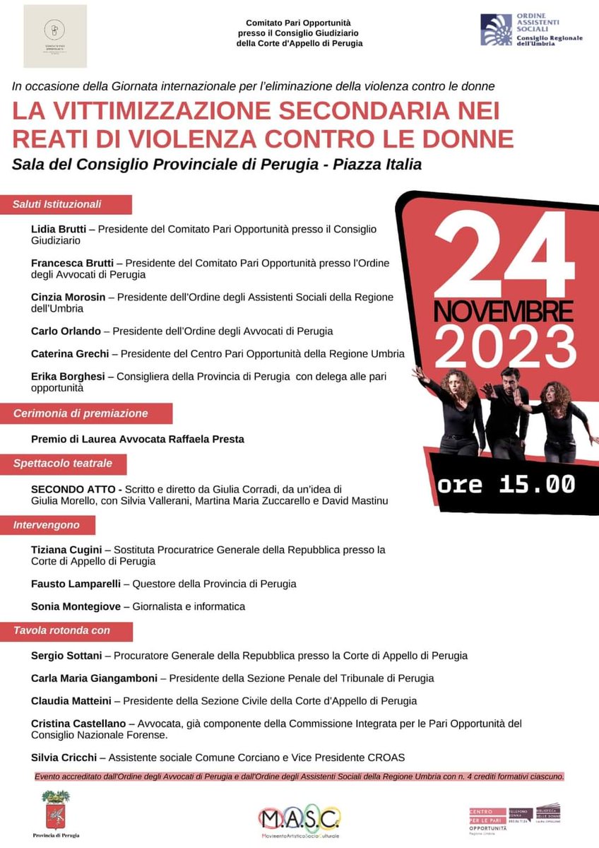Il 24 novembre a #Perugia parliamo di vittimizzazione secondario, di doppia e tripla #violenzasulledonne e di come anche con le parole noi #giornalisti a volte facciamo male