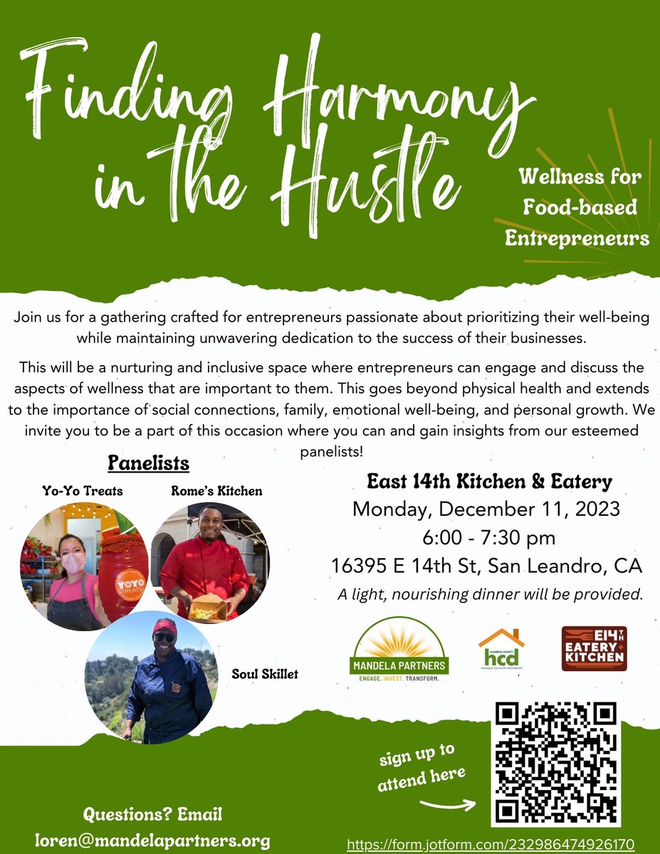 join us for a gathering crafted for food entrepreneurs passionate about prioritizing their wellbeing. sign up here: form.jotform.com/232986474926170