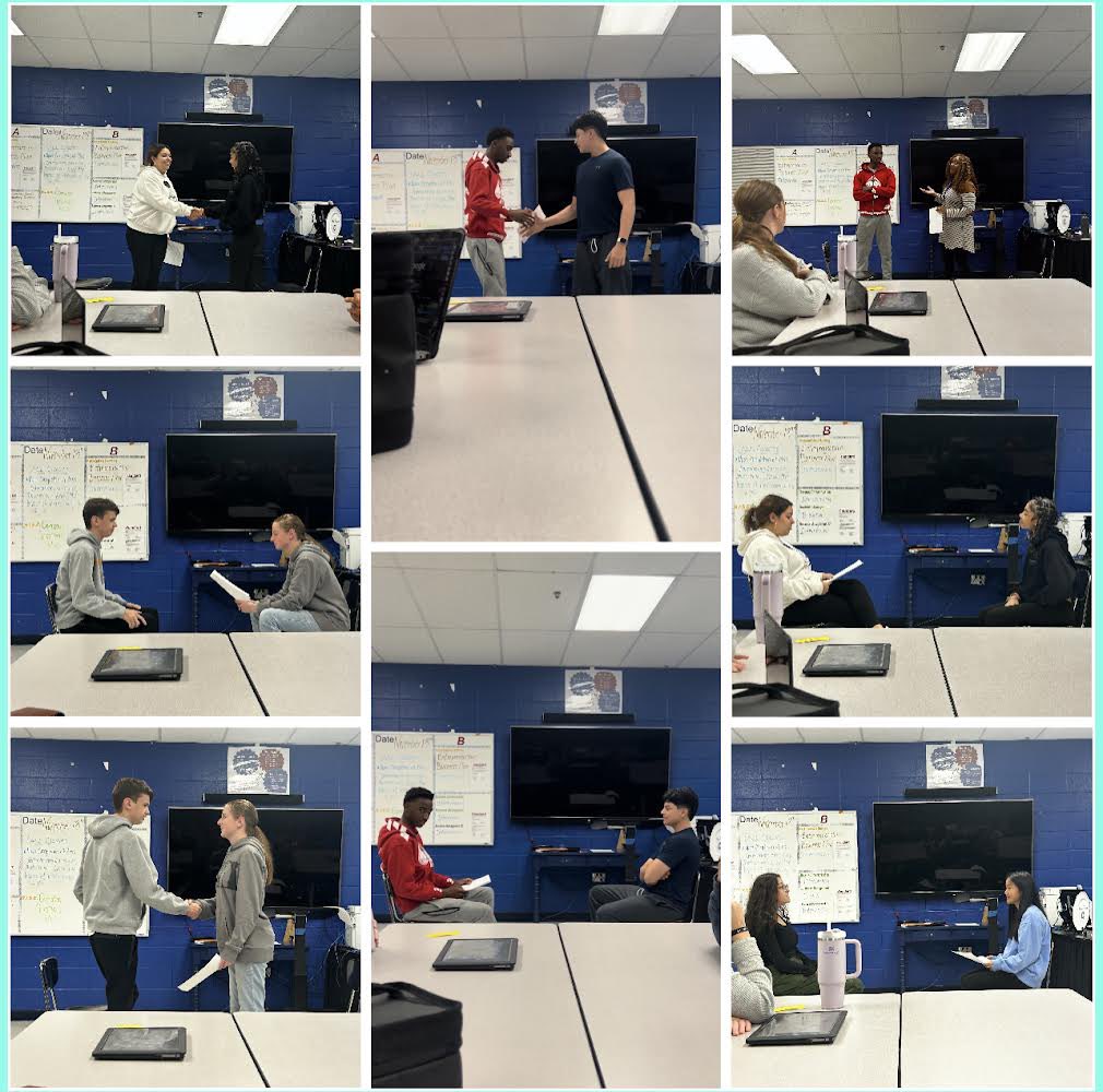 RaiderBusiness's tweet photo. Business Academy students were caught practicing their interview skills before the big day tomorrow. @CCSCTE @clevecityschool 
#preparingforsuccess https://t.co/vjDe8seHbQ