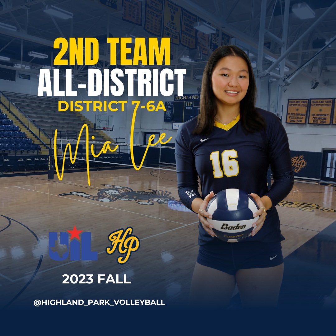 hp_volleyball's tweet photo. Congratulations to Senior Mia Lee for being selected Second Team All-District! UIL District 7-6A #HPVB #hpscots #ladyscots #scotsvolleyball #uil6a https://t.co/OqSJNuXErg