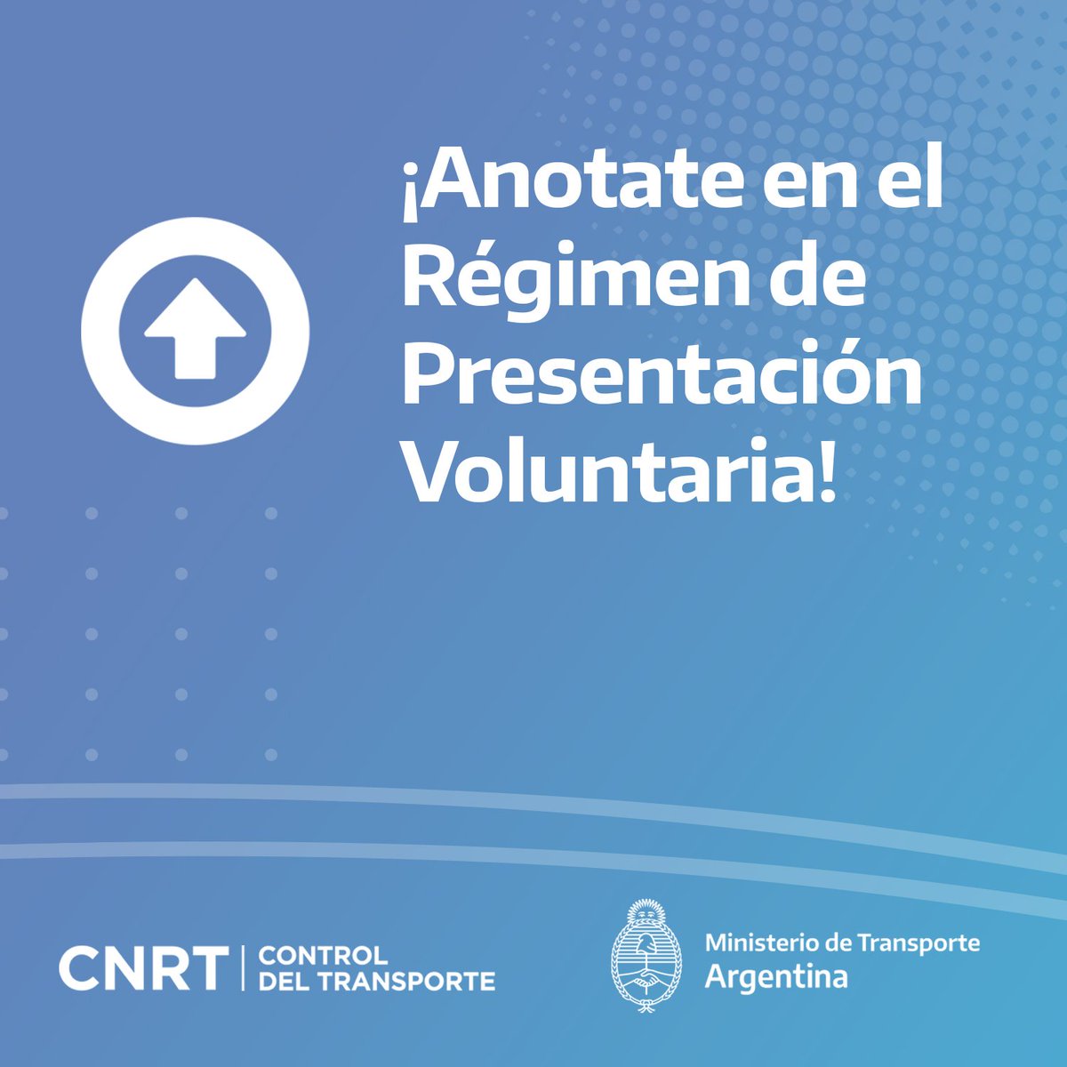 InfoCNRT's tweet photo. ¡Última prórroga del Régimen de Presentación Voluntaria!
Si tenés multas o infracciones impagas hasta 2021, tenés tiempo hasta el 30 de noviembre de acceder a un plan de pagos en cuotas.
#ControlDelTransporte https://t.co/ACOIioYPAo