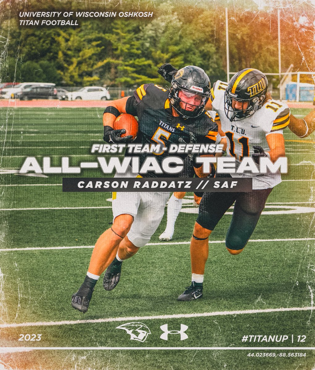 UWOFootball's tweet photo. Congrats to the Titans that earned 𝐀𝐥𝐥-𝐖𝐈𝐀𝐂 𝐅𝐢𝐫𝐬𝐭 𝐓𝐞𝐚𝐦 honors for 2023!

QB // Kobe Berghammer
WR // Trae Tetzlaff
SAF // Carson Raddatz
TE // Clayton Schwalbe

#TitanUp | 𝟭𝟮 https://t.co/uqUa3oTrPp