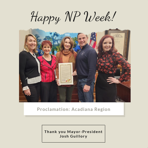 jblULL's tweet photo. Congratulations to the Acadiana Region of LANP @LANPVoice! Mayor-President, Josh Guillory @JoshGuilloryUSA, joined by myself. Dr. Cindy Cobb &amp; Dr. Christy Lenahan, officially proclaimed Nurse Practitioner Week, honoring the incredible work that NPs do!! 
#lalege https://t.co/kFu2PmUVfP