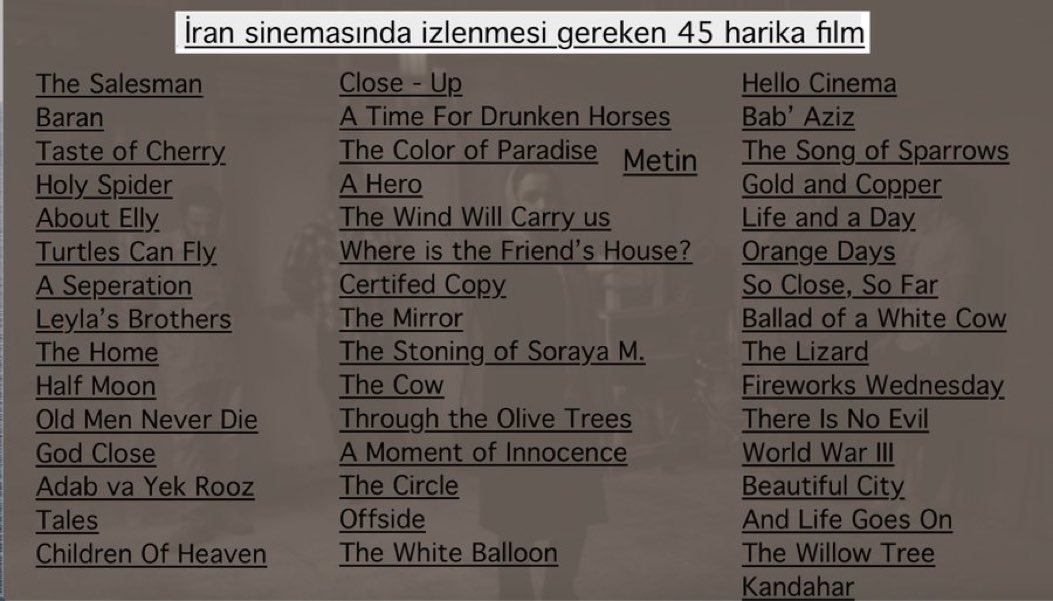 eyupkaanyoksu's tweet photo. İran sinemasında izlenmesi gereken 45 harika film 🇮🇷🎞 https://t.co/SupUoI4zaQ