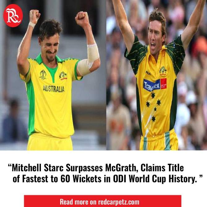 RedCarpet_z's tweet photo. Mitchell Starc Surpasses McGrath, Claims Title of Fastest to 60 Wickets in ODI World Cup History.
Read More:
https://t.co/Pzxqm16F7c
#MitchellStarc #mitchellstarcbowling #mitchellstarcfans #Mitchell #mitchellstarck #mitchellstarcrcb #ODIWorldCup2023 #bestbowler #glenmcgrath https://t.co/MGZe0Y5BW8