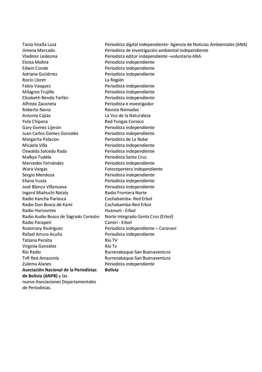 notambientalbol's tweet photo. 📍 Decenas de periodistas ambientales de todo el país emitieron un manifiesto público frente a la grave situación que atraviesan la biodiversidad en las áreas protegidas y los pueblos indígenas ratificando su compromiso con la defensa de la naturaleza y los derechos humanos. https://t.co/2tGQXbGApS