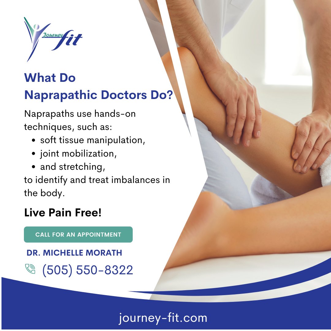 JourneyFitNM's tweet photo. Do you know what 𝗡𝗮𝗽𝗿𝗮𝗽𝗮𝘁𝗵𝗶𝗰 Doctors Do?
Basically, pain relief. Follow our page to learn more!
👍👍
#Naprapathy #PainRelief #JointPain #JourneFit #LivePainFree https://t.co/PP99qOOB6I