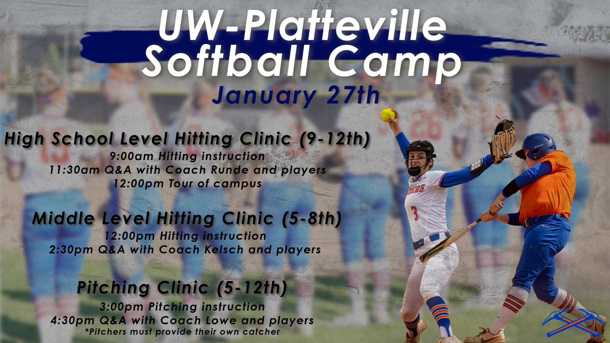 REGISTRATION IS HERE!! 

Our annual winter hitting and pitching camp is on January 27th! Instruction will be provided by the coaching staff and current UW-Platteville players. A t-shirt will be provided when you attend. Sign up today with the link below!

letsgopioneers.com/sports/sball/c…