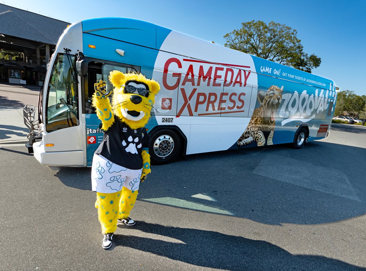 .<a href="/JaxsonDeVille/">JaxHIM de Ville</a> knows that the best way to get to <a href="/EverBankStadium/">EverBank Stadium</a> is through Gameday Xpress!

Beat today traffic and book your passes now: jtafla.com/ride-jta/bus-s…

#jta #DUUUVAL <a href="/jacksonvillezoo/">Jacksonville Zoo and Gardens</a>