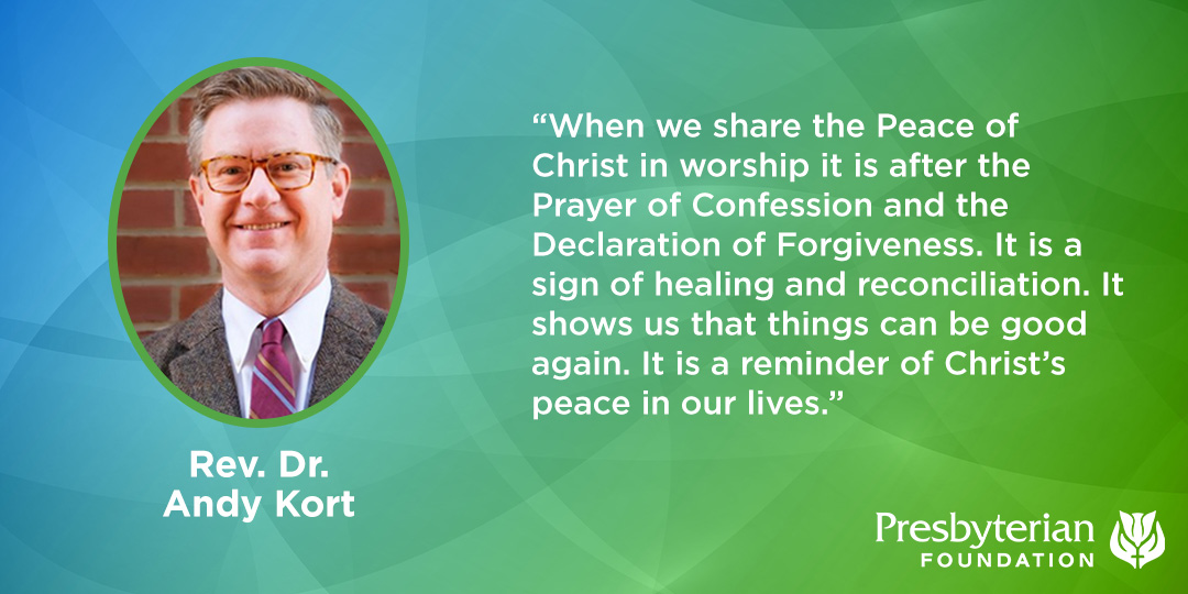 PCUSAFoundation's tweet photo. "When we share the Peace of Christ in worship it is after the Prayer of Confession and the Declaration of Forgiveness. It is a sign of healing and reconciliation."
Read the full Pastor's Life Devotional here: https://t.co/uisnteS1Va
#PastorsLife #presbyterianfoundation #PCUSA https://t.co/hXN5zES8DI