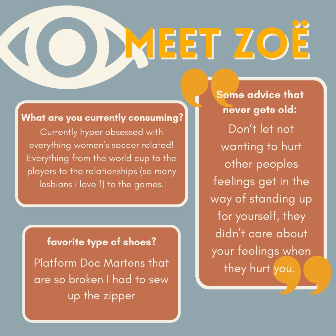 🌟 Meet Zoe Meyer! Our Creative Director 🌟

Zoe is a junior majoring in graphic design! 

Follow Zoe on Instagram!: @ zooeemeyer