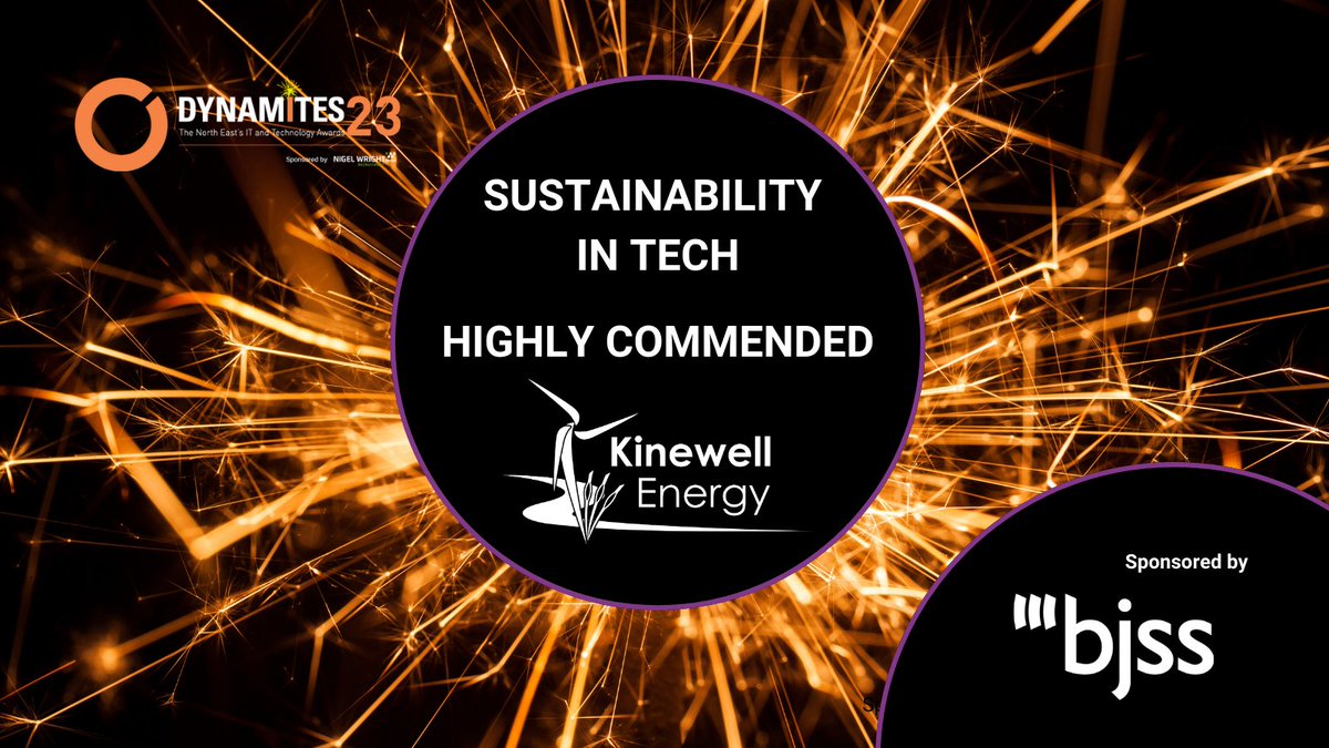 Next up is the Sustainability in Tech award 🏆Sponsored by <a href="/BJSS/">estefane</a>. Congratulations to <a href="/Kinewell/">Kinewell Energy</a> on being highly commended in this category. #Dynamites23