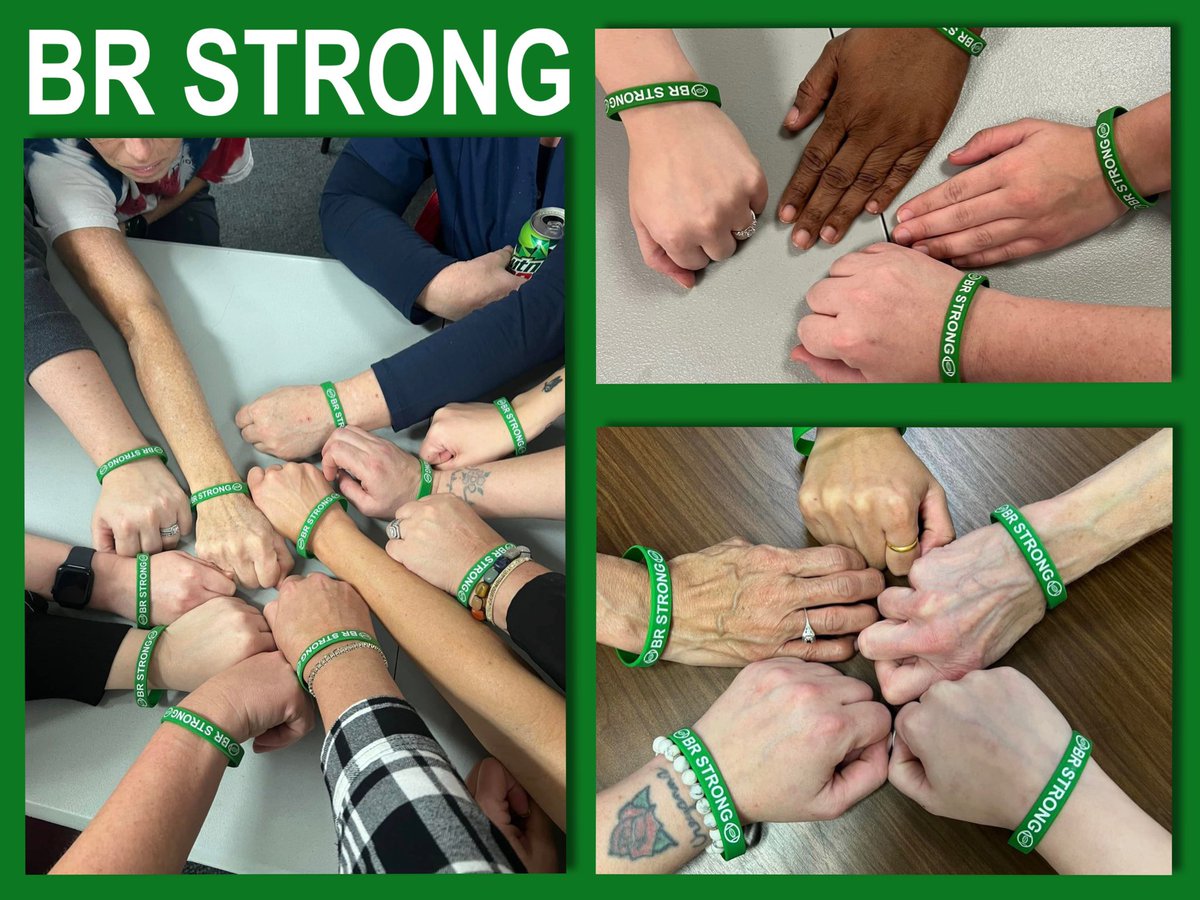 drohlen's tweet photo. Our 7th Grade Bees have been seeking bands. Here are the folks from Camelot in Medina showing off rheir #BRSTRONG gear! @braylon_rice https://t.co/b6wwi3D0Ug
