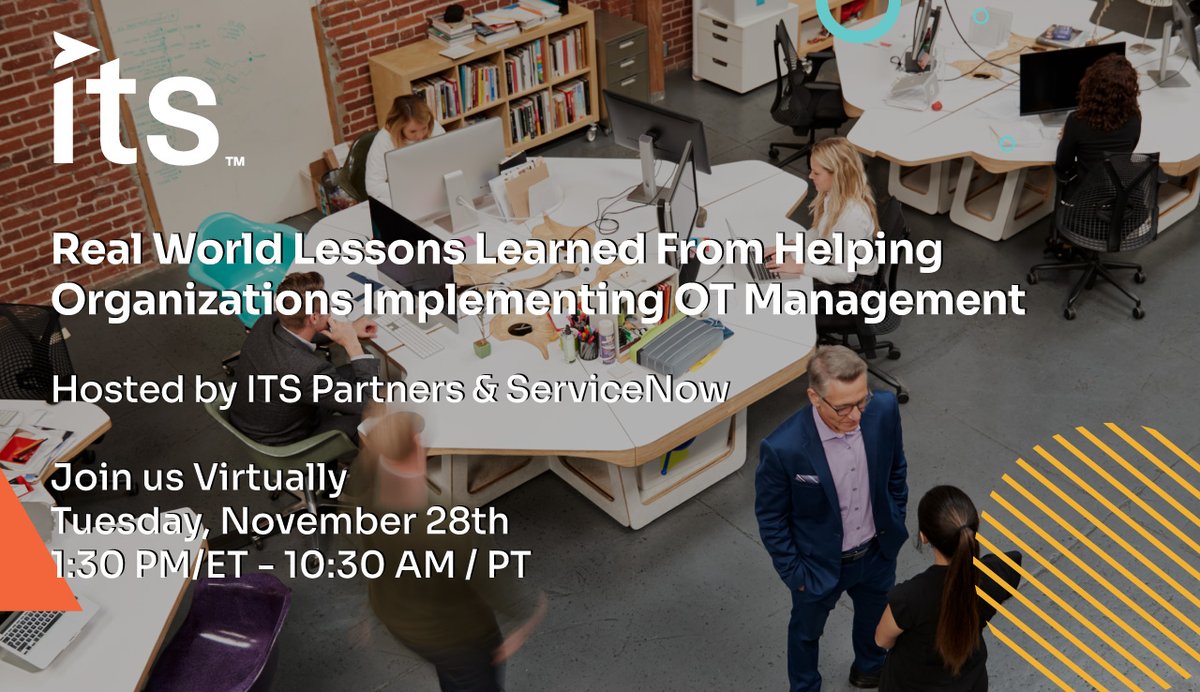 ITS Partners (@its_partners) on Twitter photo ServiceNow & ITS are excited to invite you to a special virtual session Tuesday, November 28th focused on the vital topic of OT Management. Dive into real-world insights. Register now and enjoy a complimentary lunch: its.partners/3ufhX5n ServiceNow & ITS are excited to invite you to a special virtual session Tuesday, November 28th focused on the vital topic of OT Management. Dive into real-world insights. Register now and enjoy a complimentary lunch: its.partners/3ufhX5n