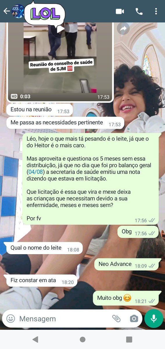 Hoje foi dia de reunião do conselho de saúde aqui em São João de Meriti.
O nome do Heitor e a minha denúncia entraram na pauta.
O problema é que já são 5 meses sem leite especial (neo Advance) e a cada dia que passa, meu desespero aumenta.
Quem puder nos ajudar
Pix 09864050788
