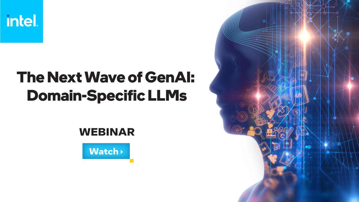 ICYMI: @Intel hosted a webinar covering key principles about domain-specific LLMs, the next wave of #GenAI. Learn more from industry leaders and watch the replay here: intel.ly/3RSxoue