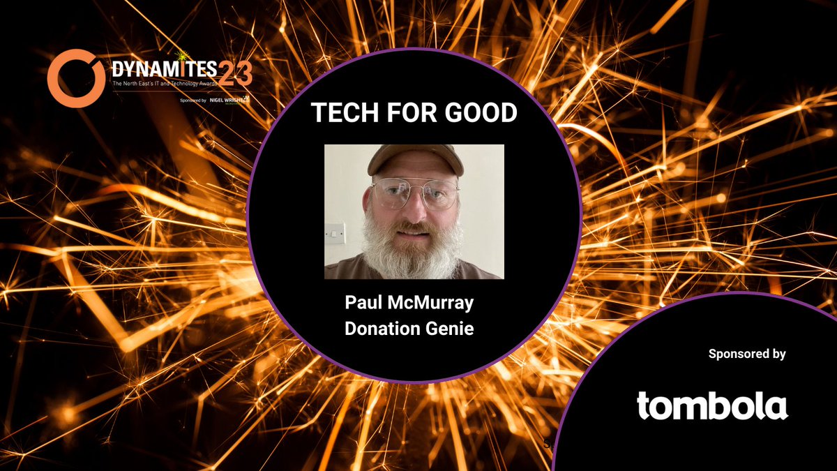 And the winner of the Tech for Good award sponsored by @Tombola is… Paul McMurray from @AccentureUK with @Donationgenie! Huge congratulations to Paul and all the good work that he does with Donation Genie🎉#Dynamites23