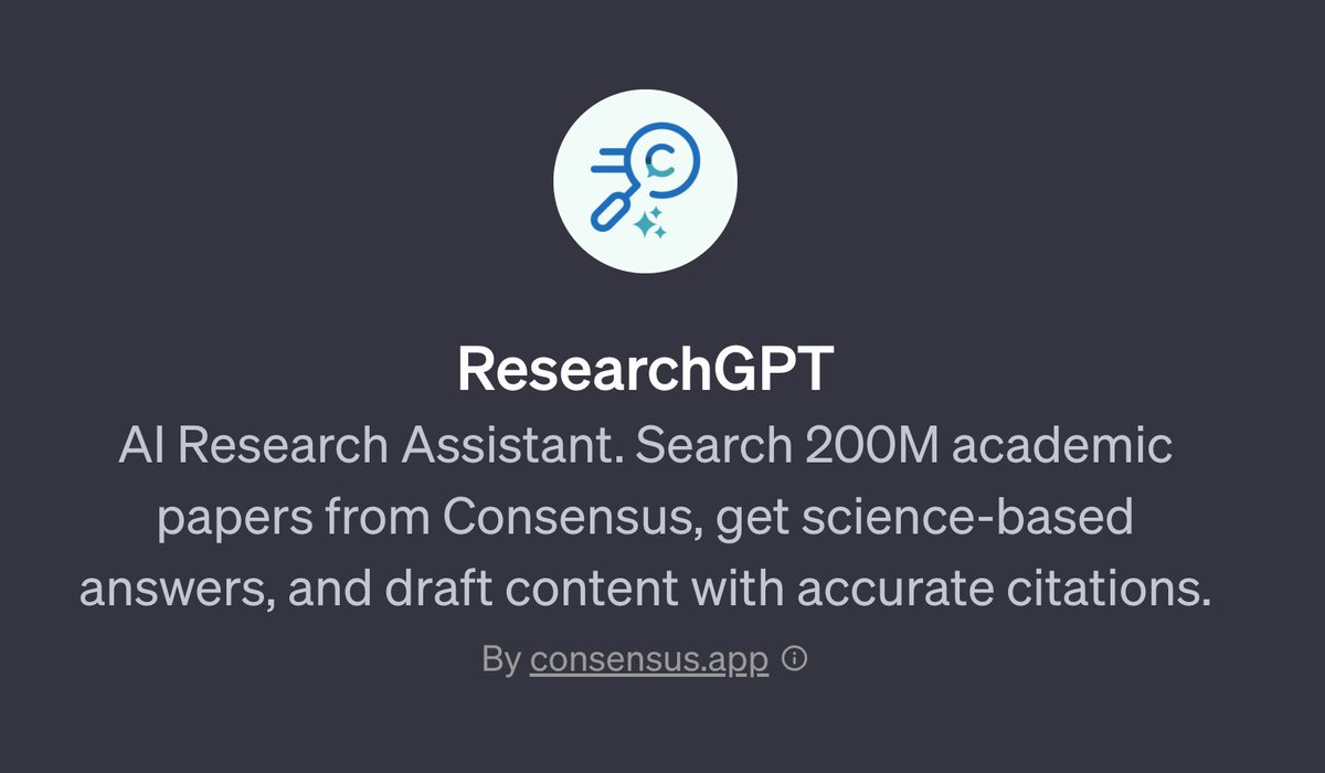 🚀 ¡Nuevo GPT para la investigación! 📚

ResearchGPT🧐💡:  Asistente virtual para tus investigaciones. Enlace y explicación de cómo funciona en el siguiente hilo 🧵👇

#InteligenciaArtificial #IA #AI #SIMOEDU23 #Investigación #InvestigaciónEducativa