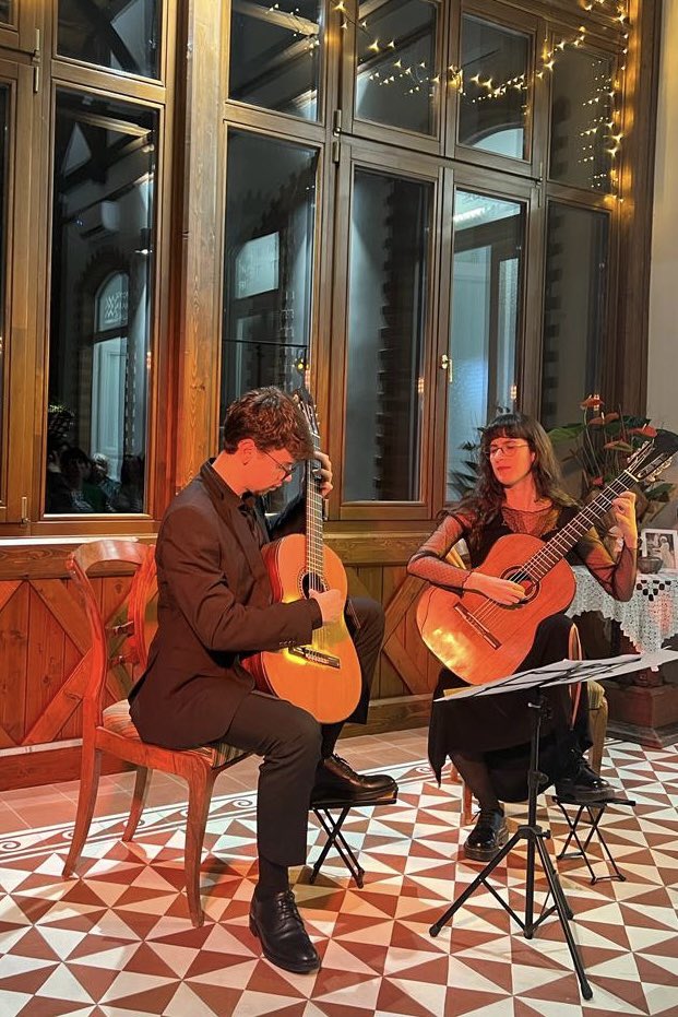 KosovoinHungary's tweet photo. Tonight, we were thrilled to be part of & contribute to the “Night of Music”, with fantastic performances of two young 🇽🇰 guitarists, Tringa Sadiku and Diar Aliu, celebrating the 150th anniversary of the unification of #Budapest, 🙏@BudFestivalOrch 🇽🇰🎶🇭🇺 #Budapest150 #Kosova15 https://t.co/KvtrJcfKkp