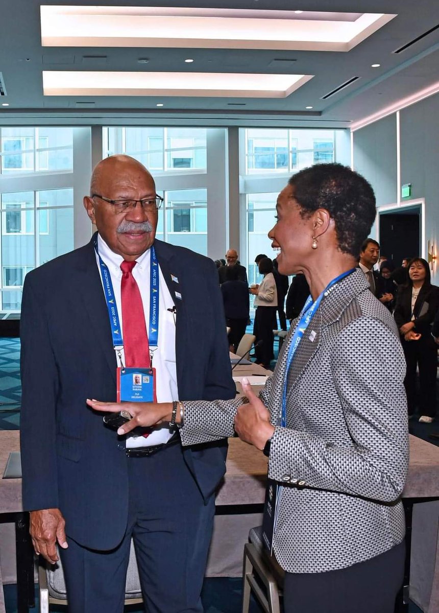 On the invitation of the U.S 🇺🇲 President Mr Joe Biden, Prime Minister Sitiveni Rabuka is attending the 30th session of the Asia Pacific Economic Cooperation (APEC) Summit in San Francisco, joining the conversation on #trade #investment #economy, #SDGs,  #climatechange. 🇺🇲🇫🇯🌏🤝