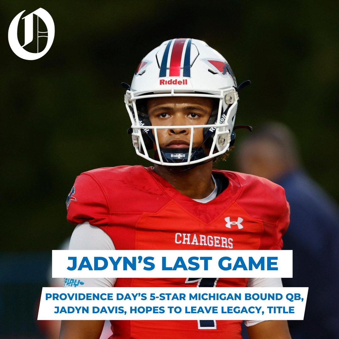 Everyone at Providence Day says Chargers 5-star QB Jadyn Davis, heading to Michigan, is a generational player. But they say he's a generational person, too. Friday, Davis, who wants to leave a legacy, plays for his school for the final time. READ: bit.ly/47AQNV1