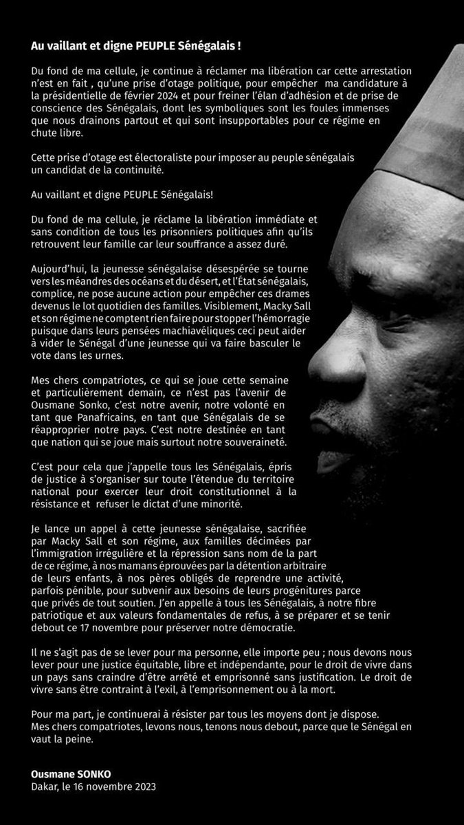 <a href="/MONCAP_PASTEF/">MONCAP DIASPORA- PASTEF</a> <a href="/PastefFrance/">Pastef_FranceOfficiel</a> <a href="/SALLAlioune20/">SALL Alioune</a> <a href="/DiabyMS/">Mohamed DIABY</a> <a href="/fodye_cisse/">Fodyé CISSÉ</a> <a href="/Kingtapha/">Kingtapha</a> <a href="/FallAliwu/">Aliou</a> <a href="/MakeedahBalqis/">Aïssata 𝕷𝖆 𝕹𝖚𝖇𝖎𝖊𝖓𝖓𝖊 🇸🇳🇨🇵🇲🇱🇵🇸</a> <a href="/babalinguere84/">Boubacar Thioye</a> <a href="/CitizenLYsn/">Ousseynou LY</a> <a href="/diengs24/">Mariama Dieng</a> <a href="/MaitreTour46034/">Maître Ngagne Demba TOURÉ</a> <a href="/Aljumah_Sow/">Aldiouma Sow</a> <a href="/kane_niane/">Sayandé Niane KANE</a> <a href="/elmaalignjaay/">El Malick NDIAYE</a> <a href="/yannick_diatta/">L’éternel Patriote 🇸🇳❤️🇫🇷</a> @Jeune_Activiste @diagne_presi <a href="/pa3iote/">🇸🇳 ⭐️Patriote ⭐️🇸🇳</a> #Resistance #FreeSenegal