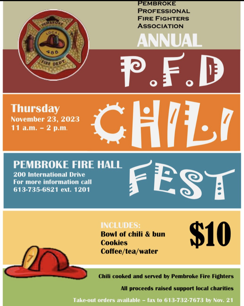 7 days until our Annual Chili Fest!! Next Thursday skip making that lunch and let us handle it for you!!! A reminder, we have takeout if time doesn’t allow you to dine in! Hope to see you there!! <a href="/PembrokeFD/">City of Pembroke Fire Department</a> <a href="/CityPembroke/">City of Pembroke</a>