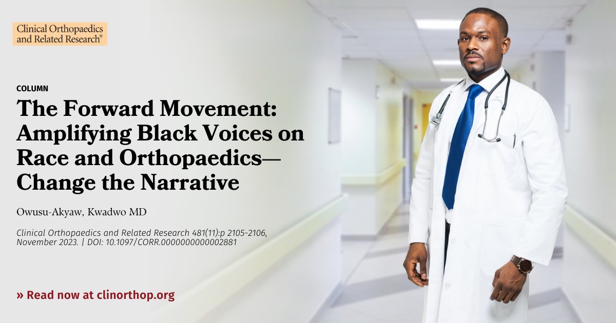 'Unfortunately, as it pertains to diversity in our field, there is a common narrative that needs to be corrected. This narrative suggests that making our specialty more diverse is tantamount to charity.' #CORR #column #orthoTwitter #medTwitter ow.ly/xhAN50Q8wSe