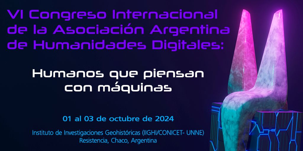 VI Congreso de #HumanidadesDigitales de la #AAHD 
Si trabajas 
📌 Data y text mining, diseño y modelado de la información, edición digital , visualización de datos, redes, topic modelling, georreferenciación envia tu propuesta
🔗 Info buff.ly/3QA2tkc 
#CongresoAAHD24