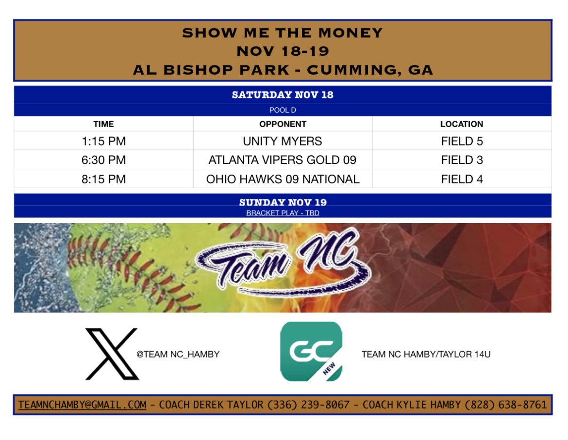 We’re back at it again this weekend in Georgia. Let’s close out our 2023 season strong! <a href="/TeamNCSoftball/">Team North Carolina Softball</a>